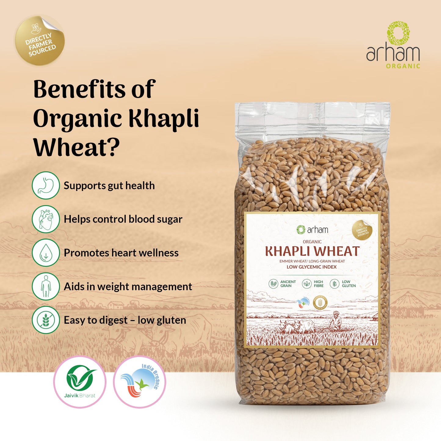 Arham Emaar Wheat / Khapli Wheat (Emmer Wheat)