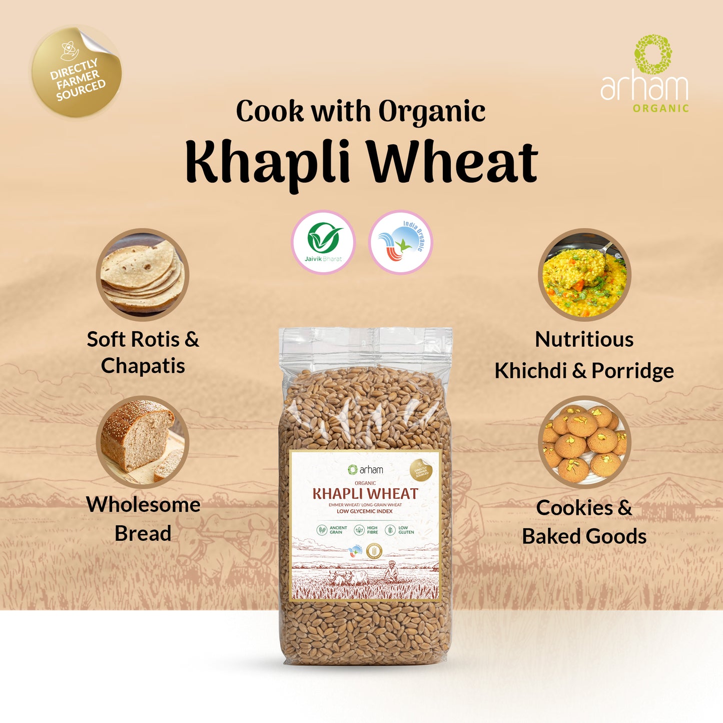 Arham Emaar Wheat / Khapli Wheat (Emmer Wheat)